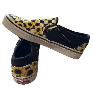 Vans Sunflower Checkered Slip-On Sneakers - Black and Yellow